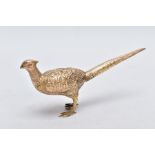 A 9CT GOLD PHEASANT, realistically textured, hallmarked 9ct gold Birmingham 1974, unreadable