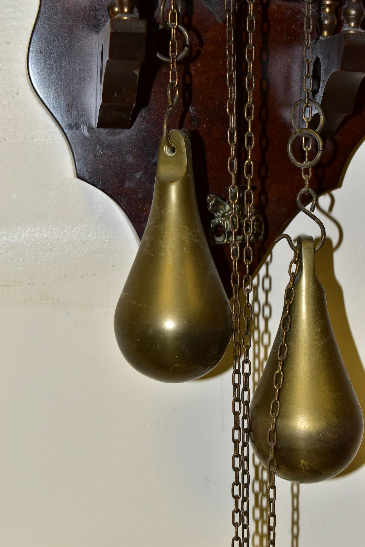 A REPRODUCTION DUTCH STYLE WALL CLOCK, with Atlas finial above, pierced gallery and crest, dial with - Image 3 of 5