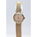 A LADIES MID TO LATE 20TH CENTURY 9CT GOLD OMEGA WRISTWATCH, round silver dial signed 'Omega',