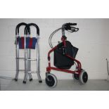 A DISABILITY WALKER and two folding aluminium folding stools (3)