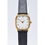 A LADIES GOLD PLATED ZENITH WRISTWATCH, a white rounded square dial signed 'Zenith', Arabic