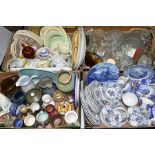 SIX BOXES OF CERAMICS AND GLASSWARE, including Studio Pottery jugs, a Denby jug, Poole Pottery