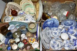 SIX BOXES OF CERAMICS AND GLASSWARE, including Studio Pottery jugs, a Denby jug, Poole Pottery