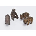 A SMALL QUANTITY OF MINIATURE BEAR FIGURES, to include two painted lead bears one sitting and one in