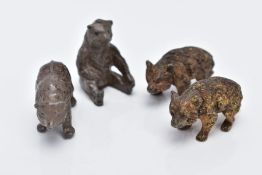 A SMALL QUANTITY OF MINIATURE BEAR FIGURES, to include two painted lead bears one sitting and one in