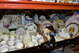 FOUR BOXES AND LOOSE CERAMICS, ETC, to include 'Belinda' Paragon cups, assorted tea wares and dinner