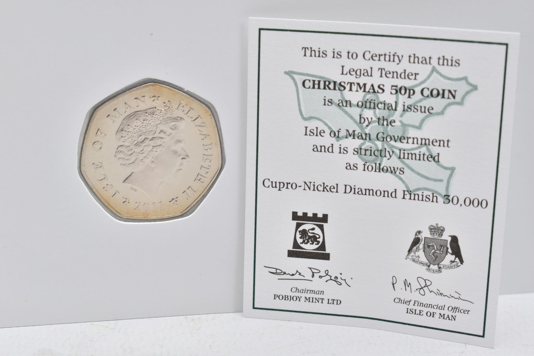 THREE CARDED CHRISTMAS POBJOY ISLE OF MAN FIFTY PENCE DIAMOND FINISH, to include 2009 five Golden - Image 7 of 7