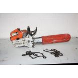 A STIHL O8 S PETROL CHAINSAW (engine pulls freely but hasn't been started) with 2 spare blades (3)