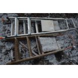 TWO ALUMINIUM STEP LADDERS, and a wooden step ladder (3)