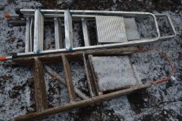 TWO ALUMINIUM STEP LADDERS, and a wooden step ladder (3)