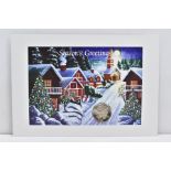 ISLE OF MAN POBJOY MINT, THE 2003 CHRISTMAS SNOWMAN AND JAMES FIFTY PENCE, diamond finish on card