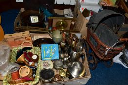 THREE BOXES AND LOOSE SUNDRY ITEMS, to include an Ambiano MT-12AW Air Fryer, Old Hall 1½ teapot