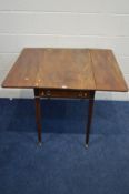 A GEORGIAN MAHOGANY PEMBROOKE TABLE, with a single drawer