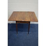 A GEORGIAN MAHOGANY PEMBROOKE TABLE, with a single drawer