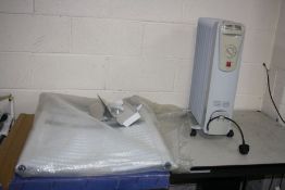 A QUHUI HEATED RADIATOR and a Curved Towel Radiator with fixings ( PAT pass and working) (2)