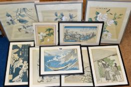 JAPANESE WOODBLOCK REPRINTS, to include 'Off the Coast of Choshi' by Katsushika Hokusai, 'Komuso and