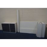 A MODERN WHITE FINISH 5FT BED FRAME, with four roller drawers (two drawers dismantled) along with