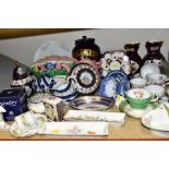 A GROUP OF ASSORTED CERAMICS, including a boxed Aynsley Wild Tudor dolphin ornament, a pair of Spode
