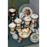 19TH AND 20TH CENTURY PORCELAIN, ETC, comprising a Coalport three handled goblet with hand painted