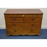 A GEORGIAN MAHOGANY CHEST OF TWO SHORT AND TWO LONG DRAWERS, width 120cm x 55cm x height 87cm (sd