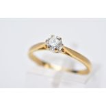 A MODERN 18CT GOLD SINGLE STONE DIAMOND RING, estimated modern round brilliant cut diamond weight