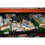 FIVE BOXES AND LOOSE CERAMICS AND GLASS etc, to include Royal Doulton 'York' part dinner service,