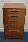 A G PLAN FRESCO CHEST OF SIX DRAWERS, width 56cm x depth 45cm x height 104cm