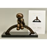 DOUG HYDE (BRITISH 1972) 'WATCHING THE WORLD GO BY' a limited edition bronze sculpture of a boy