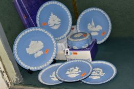 WEDGWOOD BLUE JASPER WARES, comprising Christmas plates 1984-1986, 'Mother' plates 1977, 1983 and