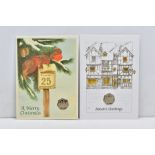 CHRISTMAS FIFTY PENCE POBJOY ISLE OF MAN, to include 2001 and 2002 Victorian letter box, manger