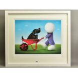 DOUG HYDE (BRITISH 1972) 'DAISY TRAIL' a limited edition print of a boy and his dog, signed to lower