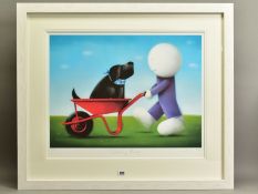 DOUG HYDE (BRITISH 1972) 'DAISY TRAIL' a limited edition print of a boy and his dog, signed to lower