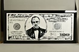 SARAH HOLMES (BRITISH CONTEMPORARY) 'MARLON BRANDO - DOLLAR SERIES', a portrait of Brando inset into