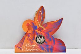 ISLE OF MAN COLOURED 2010 CHRISTMAS FIFTY PENCE COIN on angel hanging card, Six Geese are Laying