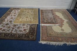 TWO LARGE LATE 20TH CENTURY RUGS, largest carpet size, 242cm x 158cm and two smaller rugs, larger