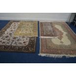 TWO LARGE LATE 20TH CENTURY RUGS, largest carpet size, 242cm x 158cm and two smaller rugs, larger