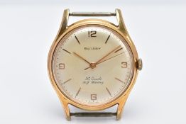 A GOLD PLATED ROTARY WRISTWATCH, with a circular discoloured dial signed 'Rotary 25 Jewels Self