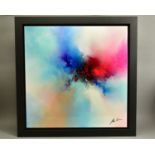 SIMON KENNY (IRISH 1976) 'HAZE II' an abstract colour burst box canvas painting, signed bottom