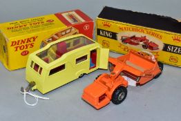 A BOXED DINKY TOYS FOUR BERTH CARAVAN, No 117, with a boxed Lesney Matchbox King-Size Allis Chalmers