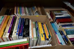 BOOKS, three boxes containing over sixty titles relating to Cookery, Baking, Biography and