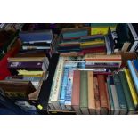 BOOKS, three boxes containing over eighty titles, mainly hardbacks, subjects include royalty,