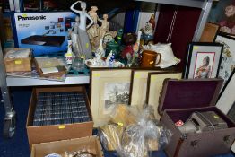 A QUANTITY OF CERAMICS, BOOKS, PICTURES, etc, including a boxed Panasonic Blu-Ray disc player, a