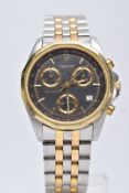 A GENTS TISSOT CHRONOGRAPH WRISTWATCH, round black multi-functional dial signed 'Tissot PR 100',