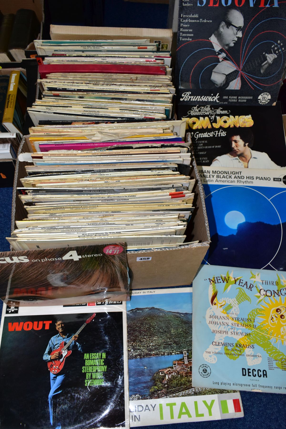 TWO BOXES OF LP RECORDS, to include Jazz - Chet Atkins, Charlie Byrd, Classical - Yehudi Menuhin,