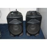 A PAIR OF ALTO PS-4HA POWERD PA SPEAKERS with 1x15ins and horn, two IEC leads (PAT pass and