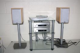 A DENON MIDI COMPONENT HI FI including a DRA-F101 tuner amp, a DCD-F101 CD player, a pair of Mission