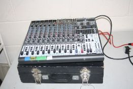 A BEHRINGER XENYX 1832FX MIXING DESK WITH WOODEN CASE ( PAT pass and working)