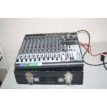 A BEHRINGER XENYX 1832FX MIXING DESK WITH WOODEN CASE ( PAT pass and working)