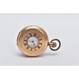 A GOLD PLATED HALF HUNTER WALTHAM POCKET WATCH, white dial signed 'Waltham', Roman numerals, seconds