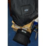 A PROTECTION RACKET 10'' PADDED TOM BAG, a drum sack padded Timpani bag and a Kinsman 18'' floor tom